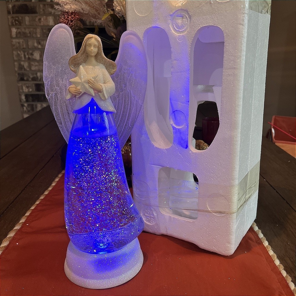 Roman Inc. Angel Water Globe With Swirling Glitter & Color Changing LED Light